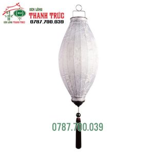 Lồng đèn Cà Na Lụa Gấm Màu Trắng