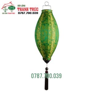 Lồng đèn Cà Na Lụa Gấm Màu Xanh