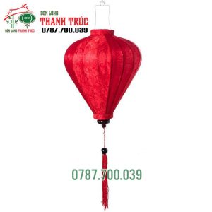 Lồng đèn Củ Tỏi Lụa Gấm Màu đỏ