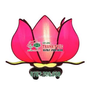 Lồng đèn hoa sen để bàn vải lụa hồng