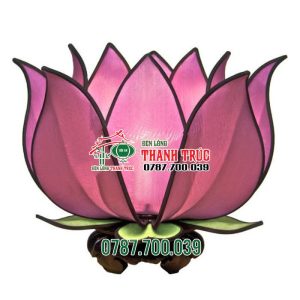 Lồng đèn hoa sen để bàn vải lụa hồng