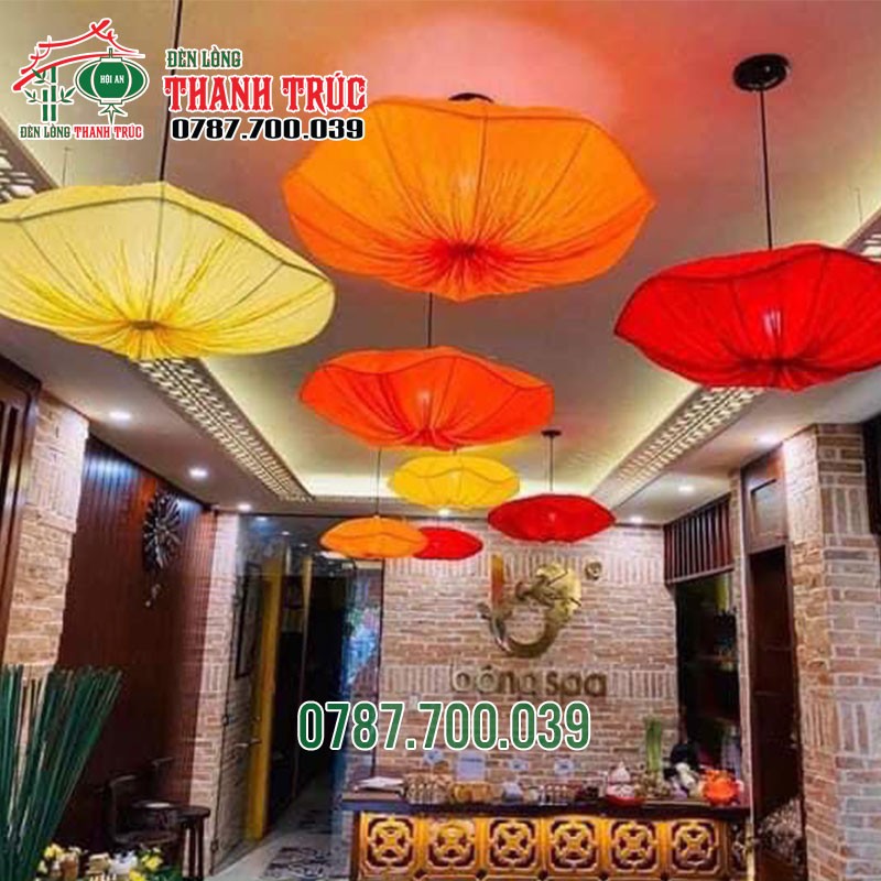 Lồng đèn Vải Thả Trần Kiểu Lá Sen