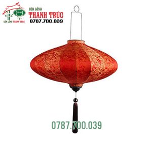 Lồng đèn đĩa Bay Vải Gấm màu đỏ